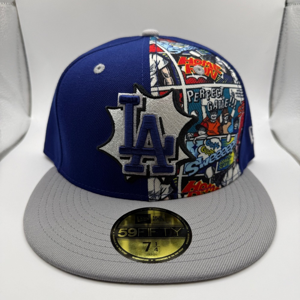 New Era 59FIFTY Los Angeles Dodgers Comic Book Graphic Fitted Hat 7 1/4 Blue